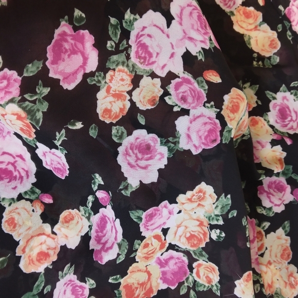 2X Torrid Tank Top Sleeveless Blouse Hi Low Peach Pink Green Black Floral - Picture 5 of 9